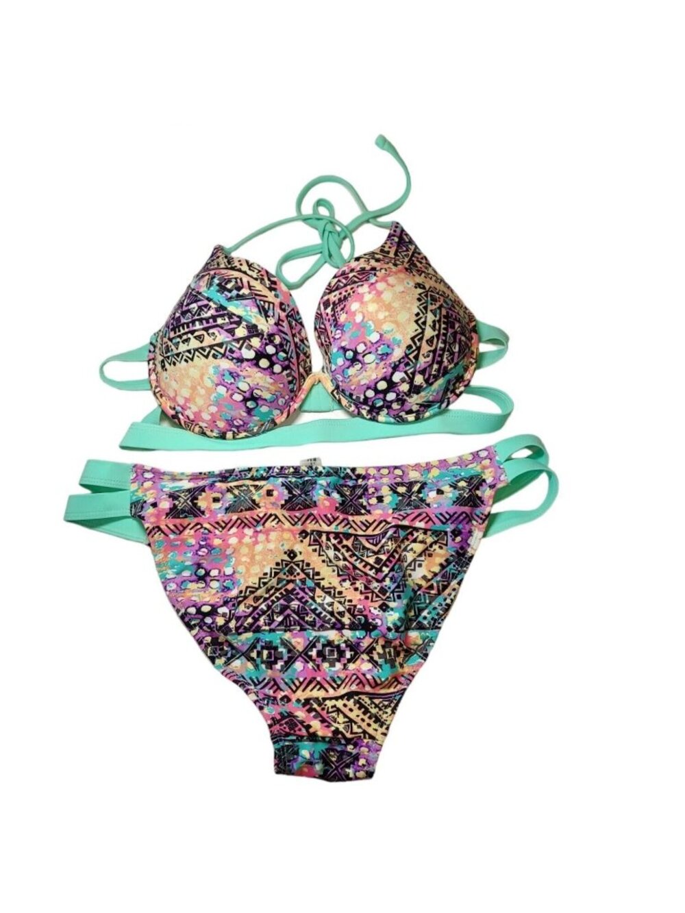 TiniBikini Womens XL Swimsuit Bikini set Beachy Coastal wire Push-up Bra strappy